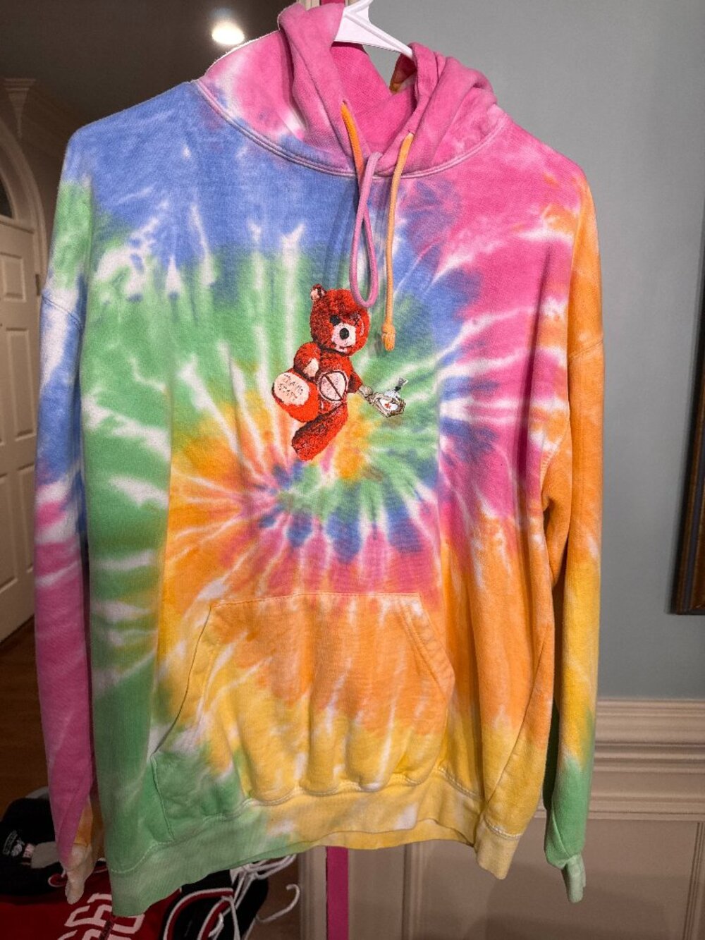 Travis Scott Astroworld 2018 Tour Tie Dye Wish You Were Here Bear Hoodie Medium